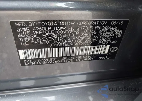 2015 Lexus Gs 350 from USA, damaged, VIN JTHCE1BLXFA009009